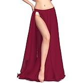 ROYAL SMEELA Chiffon Belly Dance Skirt Slit Long Belly Dancing Skirt Tribal Bellydance Skirts Belly Dance Costume for Women