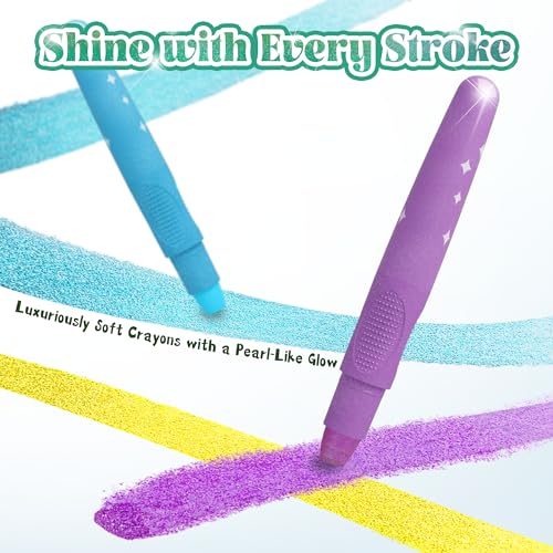 Rainbow Sparkle Metallic Watercolor Gel Crayons, 12 Colors Twistable Crayons for Toddlers, Non-Toxic & Washable, Coloring Gift for Boys and Girls