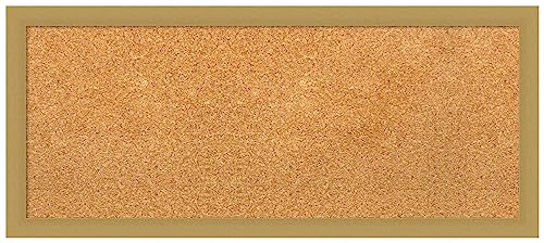 Amanti Art Natural Cork Board for Wall, 14x32 Vision Board with Gold Frame, Med…