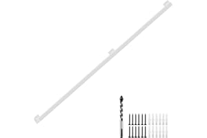 ACQUAN 10FT White Industrial Iron Hand Railing, Wall Support Handle for Indoor Stairs & Outdoor Decks, Non-Slip & Rust-Resistant