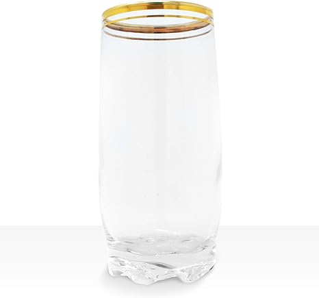 Amazon Com Lav 12 5 Ounce Gold Rimmed Drinking Glasses Adora Collection Beautiful Seamless Construction Weighted Bottom Prevents Tipping Great Gift Idea Set Of 6 Large Glass Highball Water Tumblers Tumblers Water Glasses