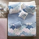 Urban Habitat Kids Cloud Bedding Blue, Geometric, Unicorn â€“ 5 Piece Kids Girls 100% Cotton Quilt Sets Coverlet, Full/Queen