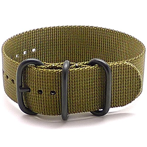 DaLuca Ballistic Nylon Military 1 Piece Watch Strap - Olive (PVD Buckle) : 22mm