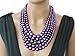 Fashion 21 Women's Five Multi-Strand Simulated Pearl Statement Necklace and Earrings Set (Purple)