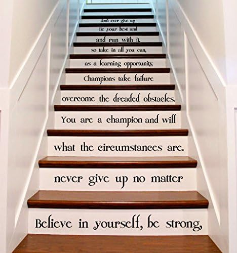 (42" X 43") Vinyl Stairs Decal Quote Believe in Yourself, Be Strong/Inspirational Text Sticker/Art Decor Home Motivational Decals
