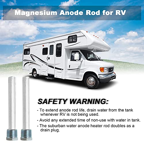 2 Pack RV Water Heater Anode Rod 4.5" L x 1/2" NPT, Replacement Part