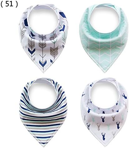 Matimati Baby Bandana Bib Set, 4-Pack Super Absorbent, Soft, & Chic Organic Drool Bibs for Boys & Girls (Arrows & Triangles) (Style 51)