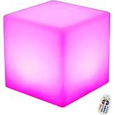 JUOPTGJ Rechargeable LED Cube Chair, 16 Colors Remote Conctrol Glow Furniture Stool Table with 4 Lighting Modes, LED Fun Seat Furniture Night Light for Home Outdoor Pool Bar Party Deco ﻿ (12 inch)