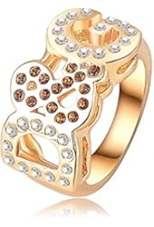 AnaZoz Jewelry Women Rings 18K Gold Plated Letter Ring SWA Elements Austrian Crystal