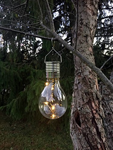 Hanging Solar Light Bulb with S Hook, by Industrial Rewind