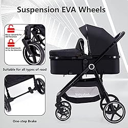 Lortsybab 2-in-1 Baby Stroller with Bassinet Mode