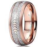 Three Keys Jewelry Mens Arrow Tungsten Meteorite Rings Unisex 6mm 8mm Viking Bands for Women Rose Gold Silver