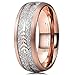 Three Keys Jewelry 6mm 8mm Imitated Meteorite Arrows Inlay Rose Gold Tungsten Wedding Ring Hunting Band