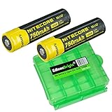 2 Pack Nitecore NL147 14500 Li-Ion Battery with EdisonBright BBX4 battery box