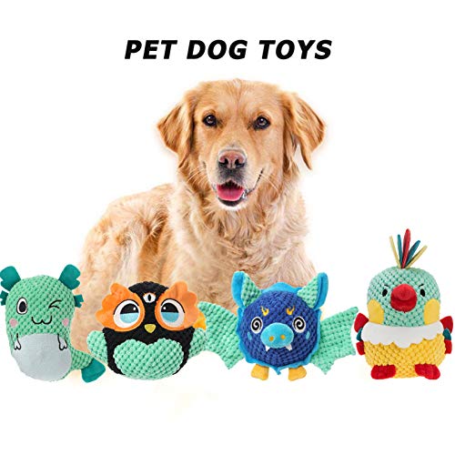 Ditucu 4 Packs Dog Plush Toys Sturdy Animal Squeaky Toys Interactive