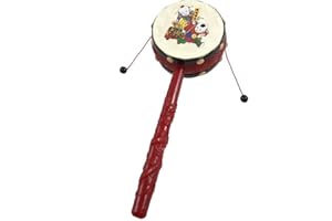 PULABO Rattle Drum Hand Rattle Drum Reusable Plastic Rattle Drum Chinese Rattle Drum Traditional Rattle Drum Red Plus Black C
