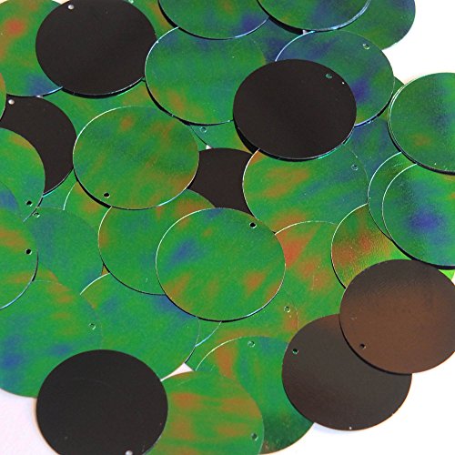 Sequin 30mm Round Green Jungle Rainbow Black Couture Loose Paillettes. Made in USA.