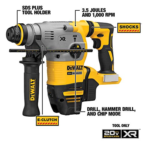 DEWALT 20V MAX* XR Rotary Hammer Drill, LShape SDS Plus, 11/8Inch