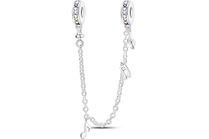 Parmuz 925 Sterling silver Safety Chain Charm Dangle Pendants Clip Charm Beads for Bracelet Love Butterfly Evil Eye Stopper S