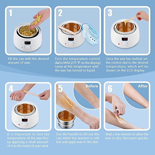 Wax Warmer Hair Removal Waxing Kit, Digital LCD Display Wax Pot with Precision Temperature Control, with 4 Flavor Hard Wax Beans & 10 Wax Applicator Sticks