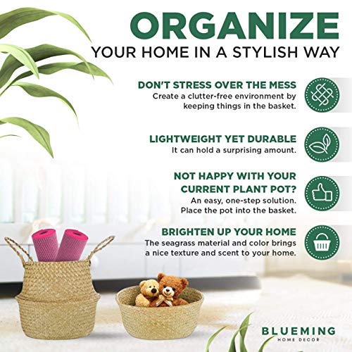 Plant Baskets Extra Large Woven Basket Planter for Indoor Plants, Decorative 13 Inch Seagrass