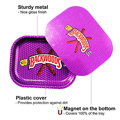 FANVA Rolling Tray with Magnetic Lid - Mini Metal Rolling Tray with Spill Proof Cover - Cute Decorative Tray - Perfect Storage for Home or On-The-Go-Small Size - 7\