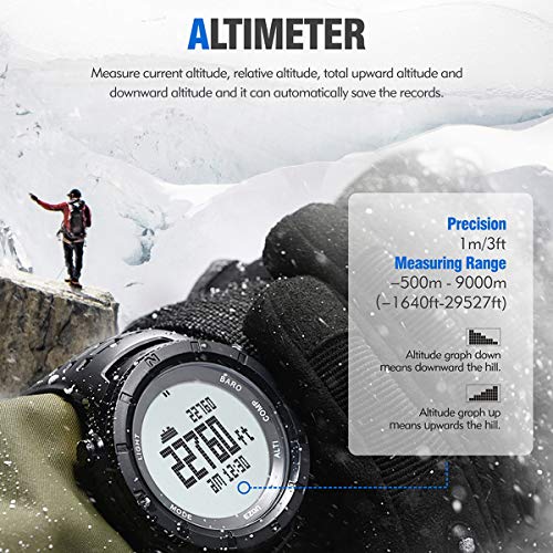 EZON Men's Hiking Outdoor Sports Watch with Altimeter Barometer Compass Thermometer Waterproof