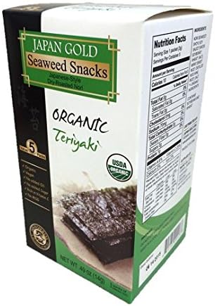 Japan Gold Seaweed Snacks Organic Teriyaki Flavored, 0.49 Ounce (Pack of 12)