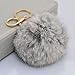 Leegoal Novelty Artificial Rabbit Fur Ball Charm Key Chain for Car Key Ring or Bag (Gray)