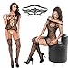 3 Pack Womens Striped Lingerie Crotchless Bodysuits Suspender fishnet Bodystocking Sexy Venetian Masquerade black