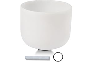 MERRISTAL 432HZ 12Inch C Note Frosted Crystal Singing Bowl Set ROOT CHAKRA White Quartz Crystal Sound Bowls for Meditation Healing Yoga with Suede Striker,O-ring
