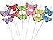 Butterfly Floral Picks - Set of 12 Colorful Glitter Artificial Butterflies Attached to Wire Stems - Butterfly Centerpieces - Butterfly DIY - Feather Butterflies