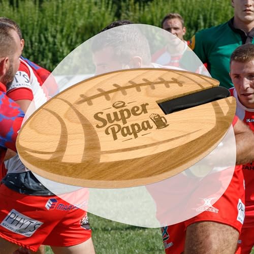 ERNESTINE - Rugby Papa aperitif board - Christmas gift for dad sports fan - Father's Day gift idea - rugby gift ideas for men - personalized aperitif board - sports cutting boards