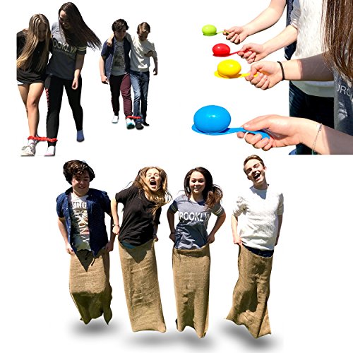 Elite Sportz Birthday Party Games for Kids - 3 All Time Favorite Kids Games, the Potato Sack Race, the 3 Legged Relay Race and the Egg and Spoon Race. They ll be Talking About Your Kids Party Forever