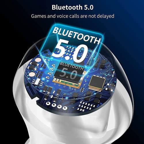 Écouteurs Bluetooth 5.0, Écouteur sans Fil Stéréo Microphone Intégré Casque Bluetooth Sport Étanche Charge Ultra-Rapide USB-C Toucher Intelligent pour iPhone Huawei Samsung