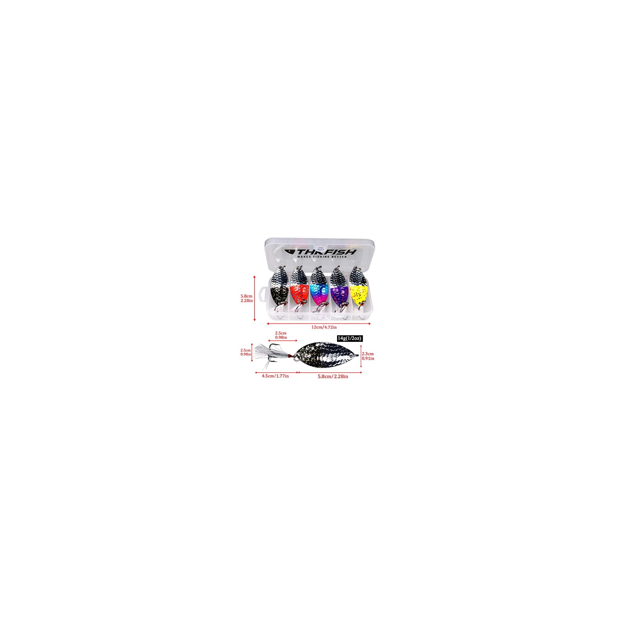 THKFISH Lot 6 Leurres Pêche LED Clignotants 9g - Cuillères Truite Brochet - Lumineux Eau Douce Mer