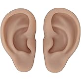 Human Ear Model, 1 Pair Soft Silicone Simulation Ear Model, Flexible Fake Ear, Realistic Body Parts for Piercing Practice, Earrings Jewelry Display, Teaching Tool(3#)
