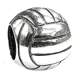 Queenberry Sterling Silver Volleyball European Bead Charm
