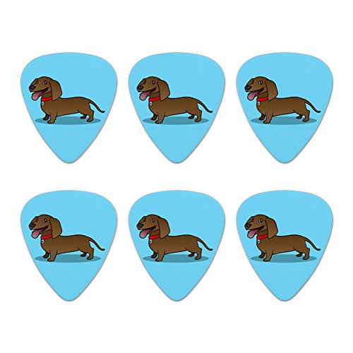 Dachshund Wiener Dog Cartoon Novelty Guitar Picks Medium Gauge - Set of 6