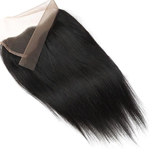 Human Hair Lace Frontal Closure 13x4 Virgin Hair Straight Brazilian Lace Front Closure Free Part Hair Extension Ear To Ear Frontal Closure Soft Silky Bleached Knot With Baby Hair Nature Color 16"