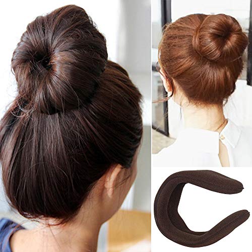 3 Pack Magic Bun Maker,YuCool Mini Buns Maker Donut Thin Hair Ballet Bun Maker Easy Tool Kids Hair Shaper with 4 Pack Foam Sponge Bun Maker(2 Small,2 Large) Hair Accessories-Brown