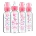 Dr. Brown's Options+ Baby Bottles, 8 oz/250ml, Narrow Bottle, Pink Floral Designs, 4 Pack