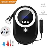 ZEEPIN Portable Air Compressor Pump, 12V 120W Digital Compact Tire Inflator with LED for Car, Truck, Bicycle or Basketballs, Air Boats and Other Inflatables