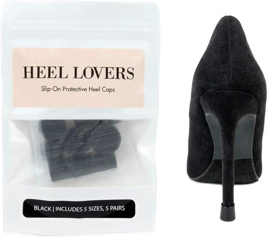 Heel Lovers Protective Heel Caps by FootFitter - High Heel Tip Covers for Women! (Black)
