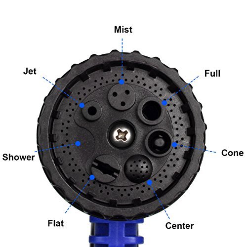 CampFENSE Garden Hose 7 Spray Modes with Storage Bag 50FT or 75FT Expandable Extra-Strength Latex Water Shrinking Hose Adjustable Durable Flexible Magic Hose (75FT, Blue)