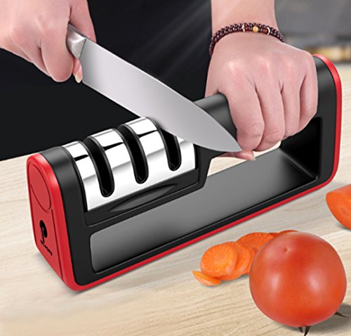 Utility Kitchen Knife Sharpener 3-Stage Sharpening Tool Knife Sharpening System By NCPOPU Manual Sharpener