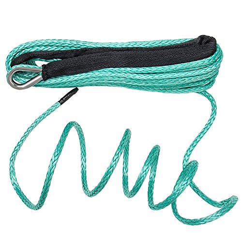 Bang4buck 1/4 x 50' 8200 LB Breaking Strain Synthetic Winch Rope Tow Strap Line Cable For ATV UTV W/Sheath (Green)