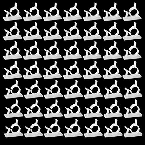 50 Pcs White Cable Clips, SACONELL Strong Self-Adhesive Backed Adjustable Clamps Organizer Cord Management Drop Wire Holder for Home/Office/Cubicle/Car/Nightstand/Desk