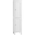 kleankin Bathroom Tall Cabinet, Freestanding Storage Organizer with Adjustable Shelves and 2 Doors, White