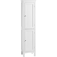 kleankin Bathroom Tall Cabinet, Freestanding Storage Organizer with Adjustable Shelves and 2 Doors, White